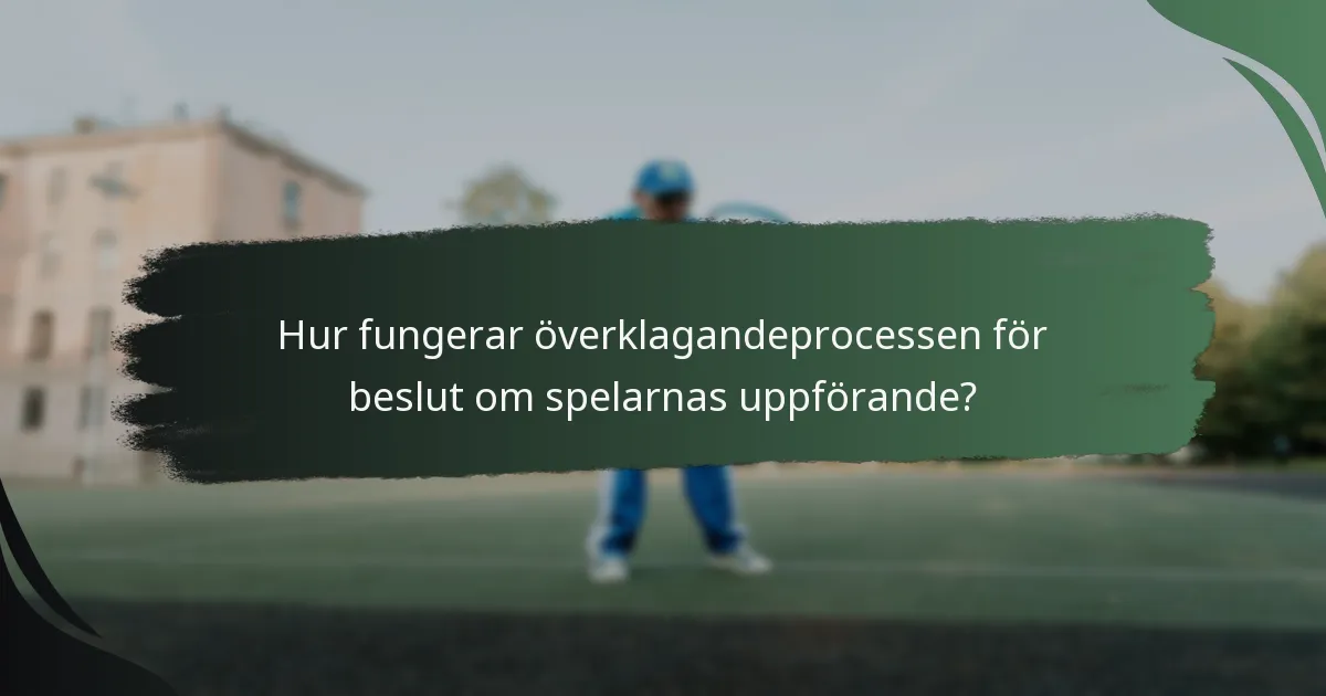 Hur fungerar överklagandeprocessen för beslut om spelarnas uppförande?