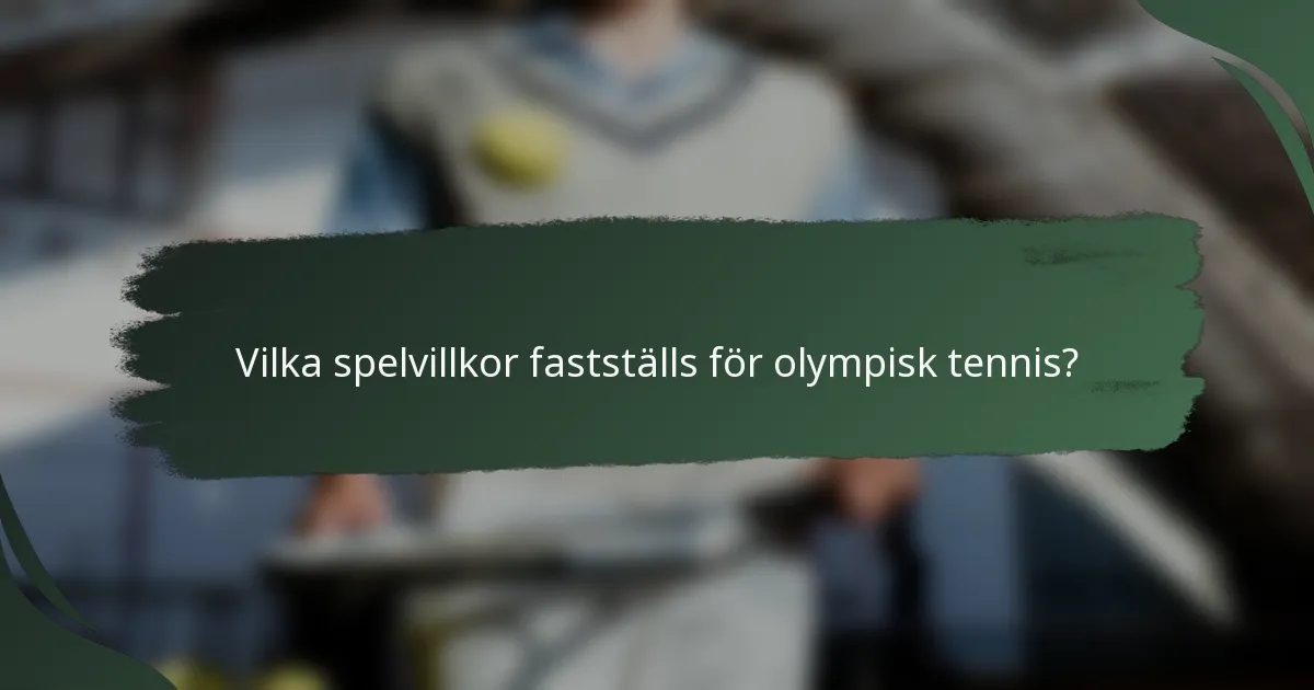 Vilka spelvillkor fastställs för olympisk tennis?