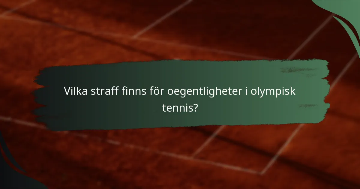 Vilka straff finns för oegentligheter i olympisk tennis?